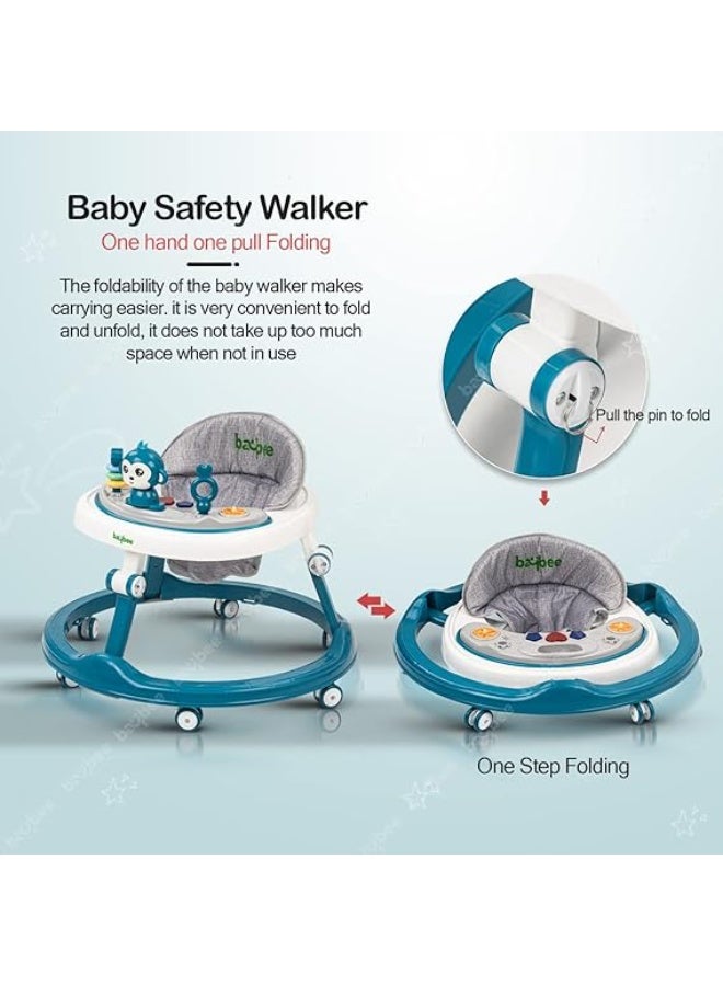 Baybee Drono Baby Walker for Kids, Round Kids Walker with 4 Seat Height Adjustable | Activity Walker for Baby with with Food Tray & Musical Bar | Walkers for Baby Boys Girls (Blue) - Image 4